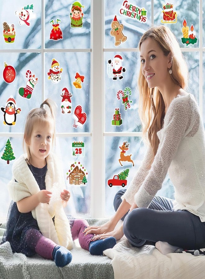 MARFOREVER 50Pcs Christmas Window Gel Clings Stickers Removable Reusable Xmas Snowflake Winter Window Clings Decals Stickers for Kids Classroom Home Christmas Holiday Party Supplies Decorations - Image 2